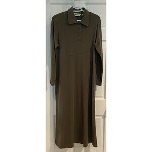 Eddie Bauer Polo Green Long Dress (M) Long sleeve W/Collar. 100% Cotton.